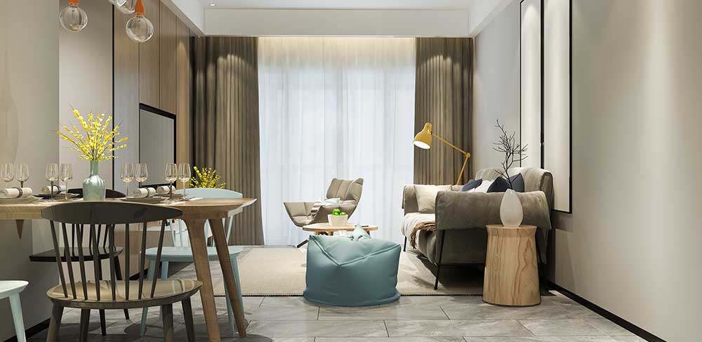 Modern apartment living room design at DLF Sector 108 Noida